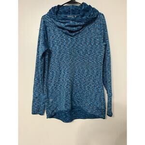 Athleta Sweater Blue Space Dye Tranquility Fleece Lined cowl Neck